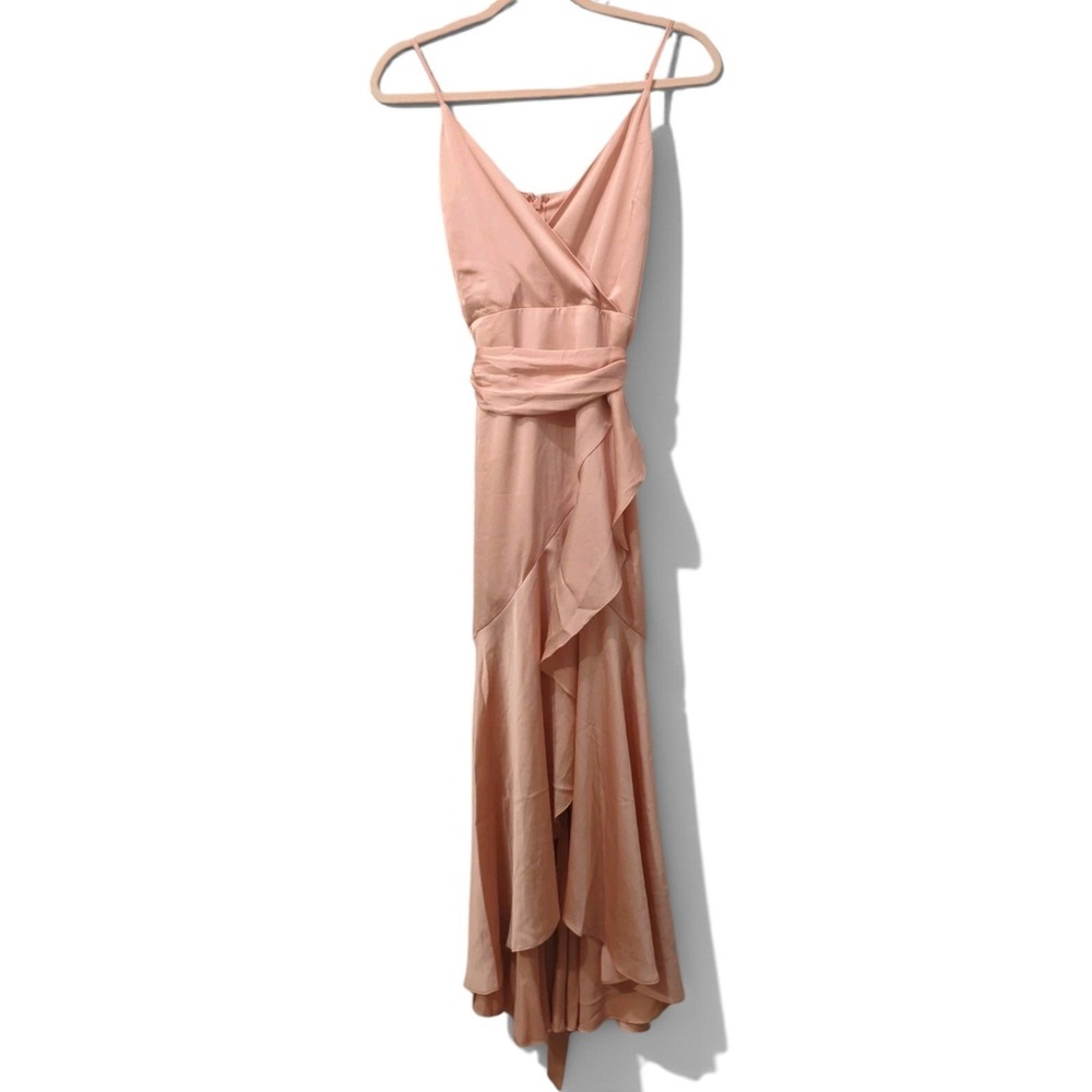 Express Pink Ruffle High-Low dress XS Assymetrical Wedding Guest Fairycore Y2K